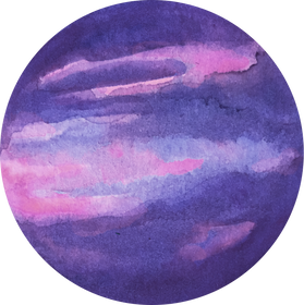 Hand-Painted Watercolor Space Galaxy Violet and Pink Planet